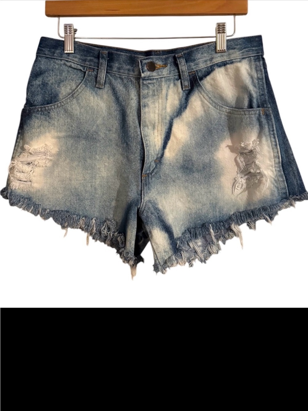 RUSTLER Upcycled Distressed Bleached High-Rise Cut-Off Shorts Sz 32